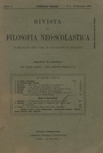 RIVISTA DI FILOSOFIA NEO-SCOLASTICA - 1909 - 1